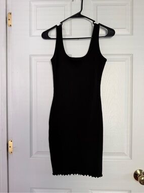 Maternity Black Ribbed Tank Dress - Classic Scoop Neck